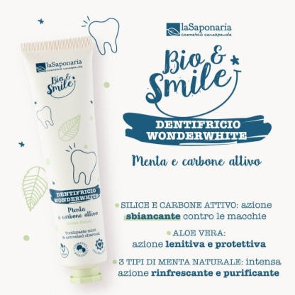 Dentifricio WonderWhite Menta Carbone LA SAPONARIA