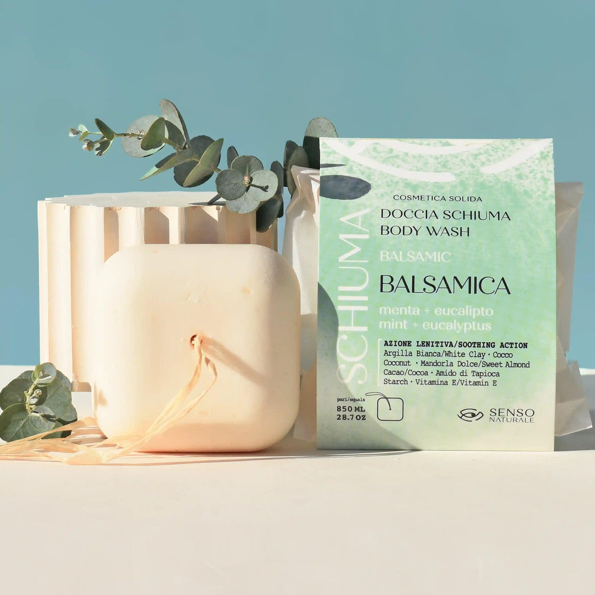 doccia schiuma solido balsamico menta eucalipto senso naturale