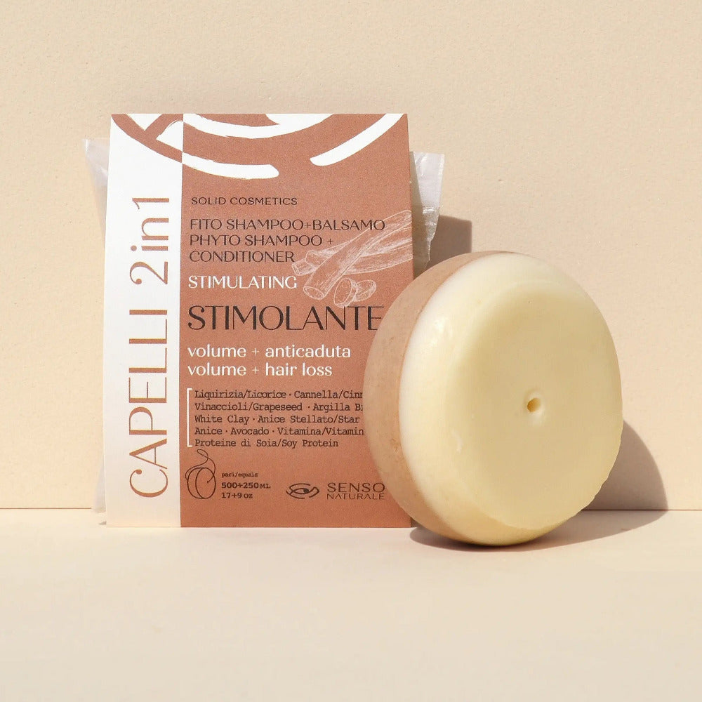 shampoo balsamo solido stimolante volumizzante anticaduta senso naturale