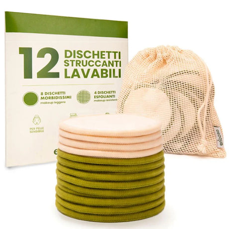 set da 12 dischetti struccanti lavabili con retina per lavaggio enooso