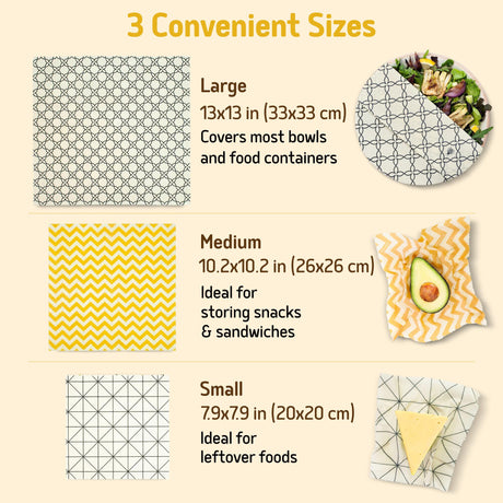 Pellicola alimentare riutilizzabile in cera d’api set 3 panni classic SUPERBEE