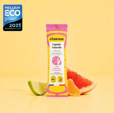 Detersivo in polvere da sciogliere in acqua per ottenere un gel detergente agli agrumi pimpant