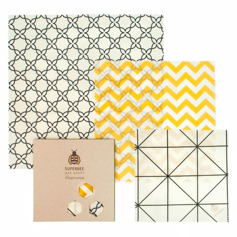 Set con 3 panni cerati per alimenti con design classic SuperBee