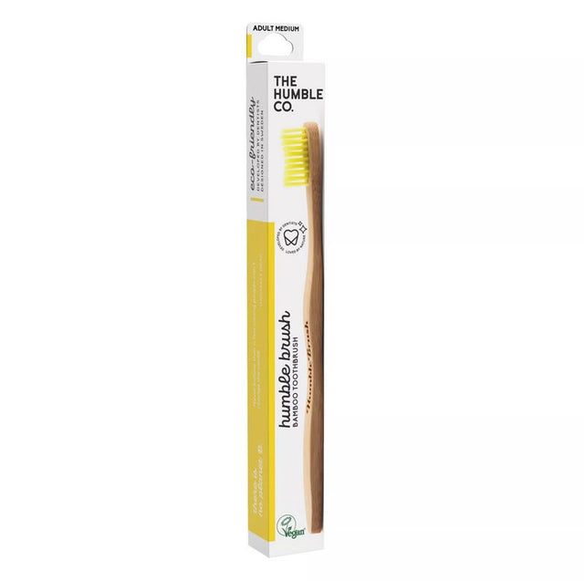 Spazzolino da denti in bamboo a setole medie giallo The Humble Co.
