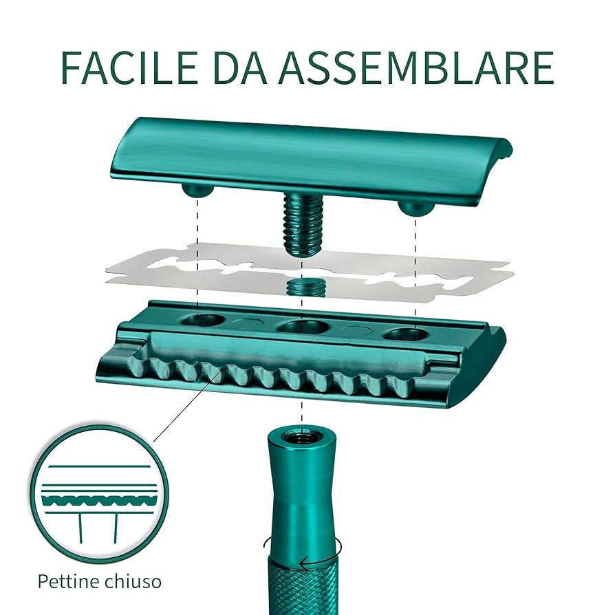 Rasoio metallo verde con base BAMBAW