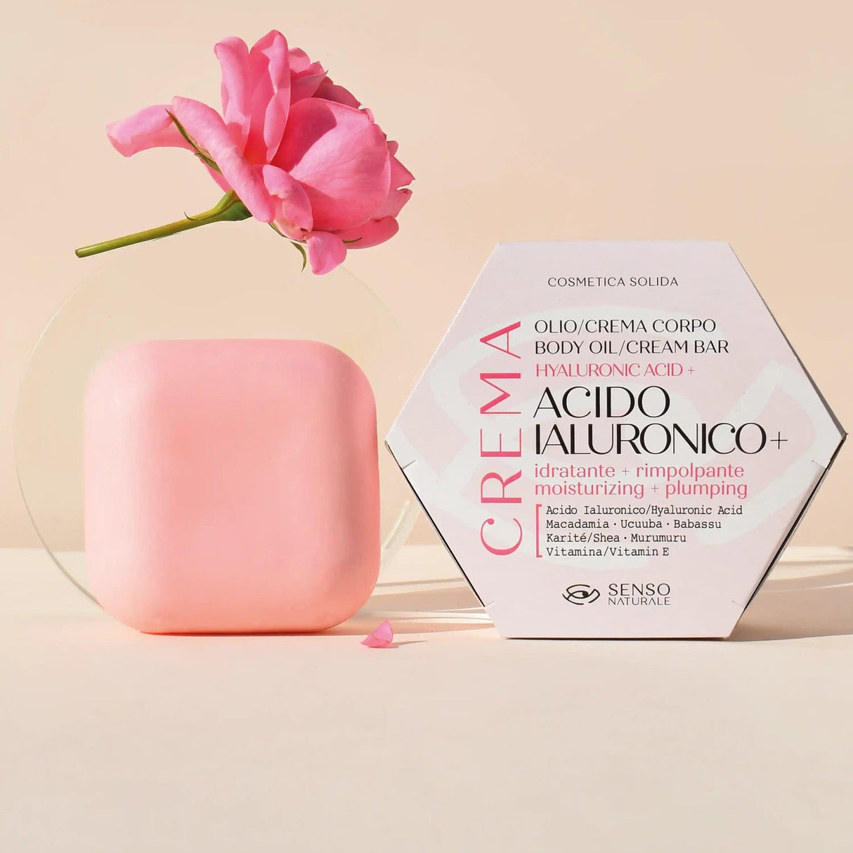 crema olio corpo solido idratante rimpolpante con acido ialuronico senso naturale