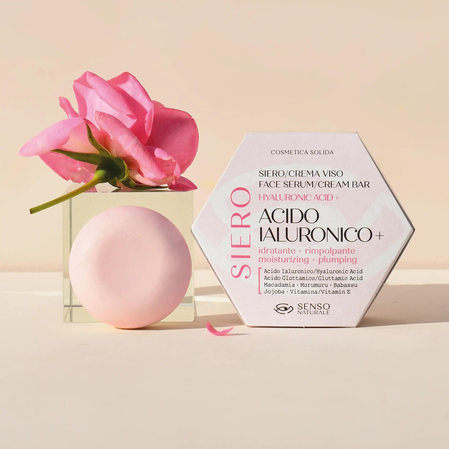 crema siero viso solida idratante ripompolpante con acido ialuronico senso naturale