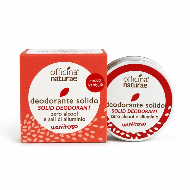deodorante solido vanitoso in scatola di latta officina naturae