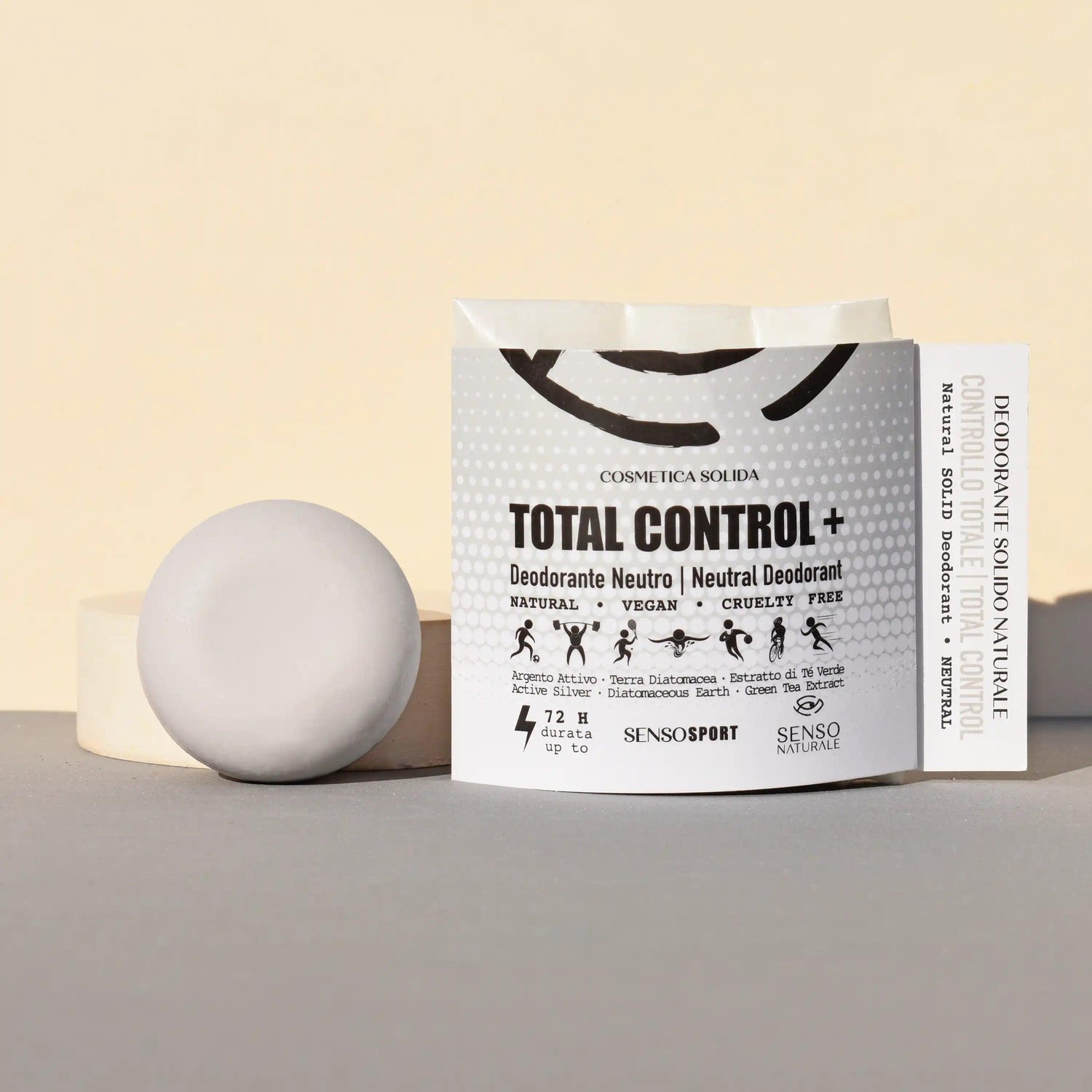 deodorante solido per sportivi total control+con argento attivo senso naturale