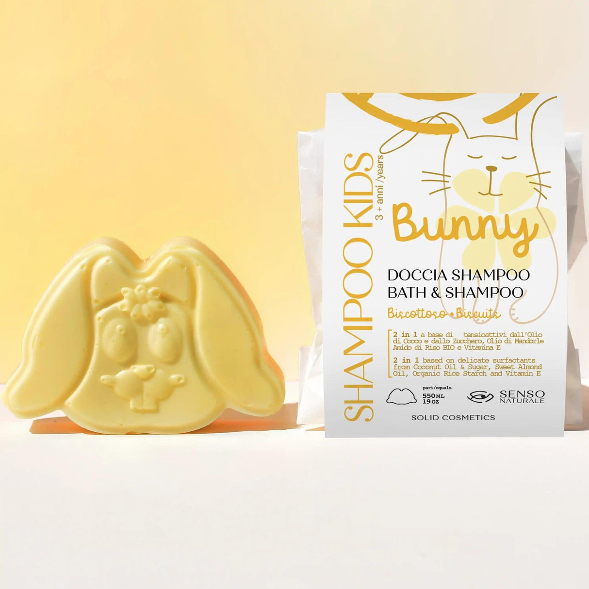 doccia shampoo solido per bambini bunny biscotto senso naturale