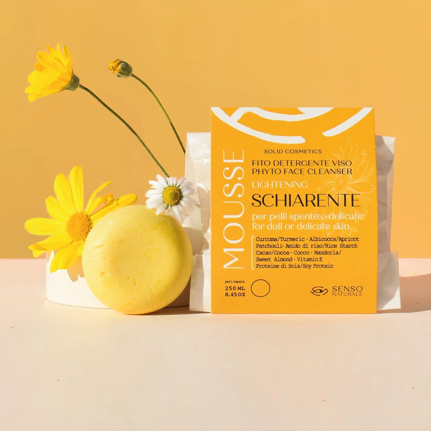 mousse detergente solida schiarente senso naturale