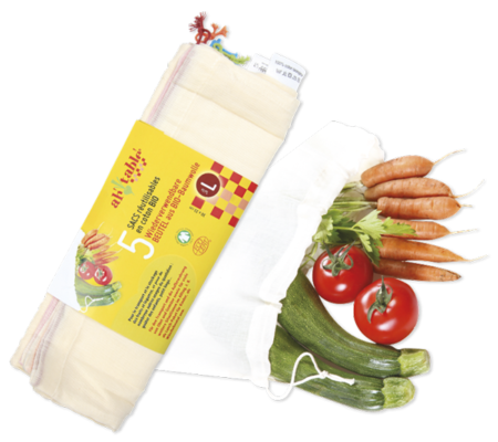 5 sacchetti di cotone per alimenti L