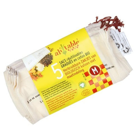 5 sacchetti in cotone per alimenti M