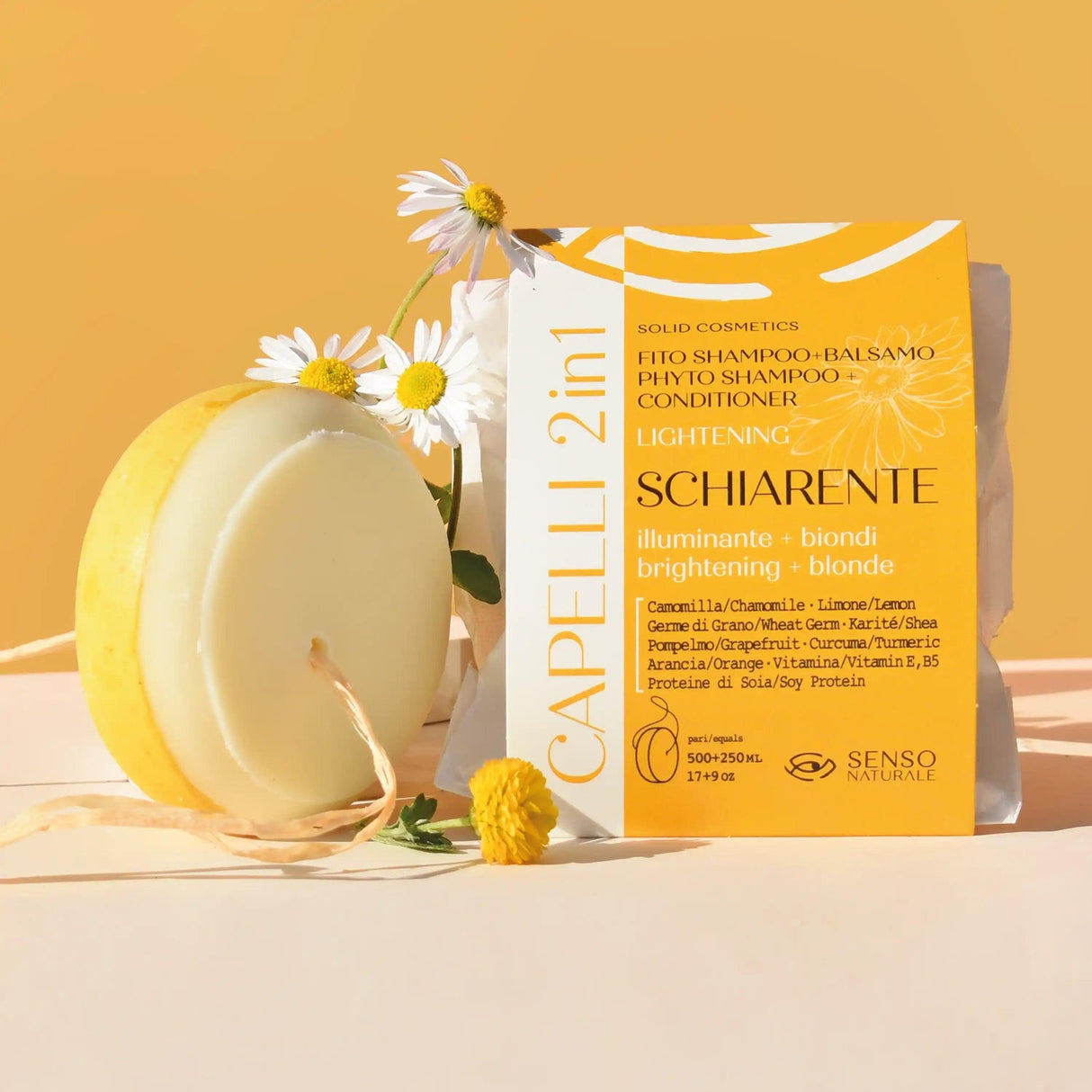 shampoo balsamo solido illuminante schiarente per capelli biondi senso naturale