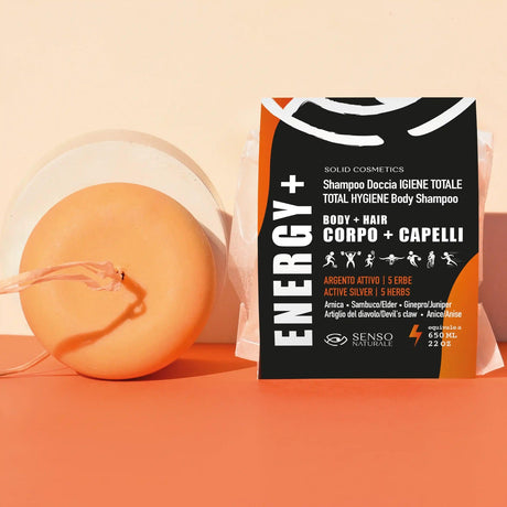 shampoo doccia solido energy+ con argento attivo senso naturale