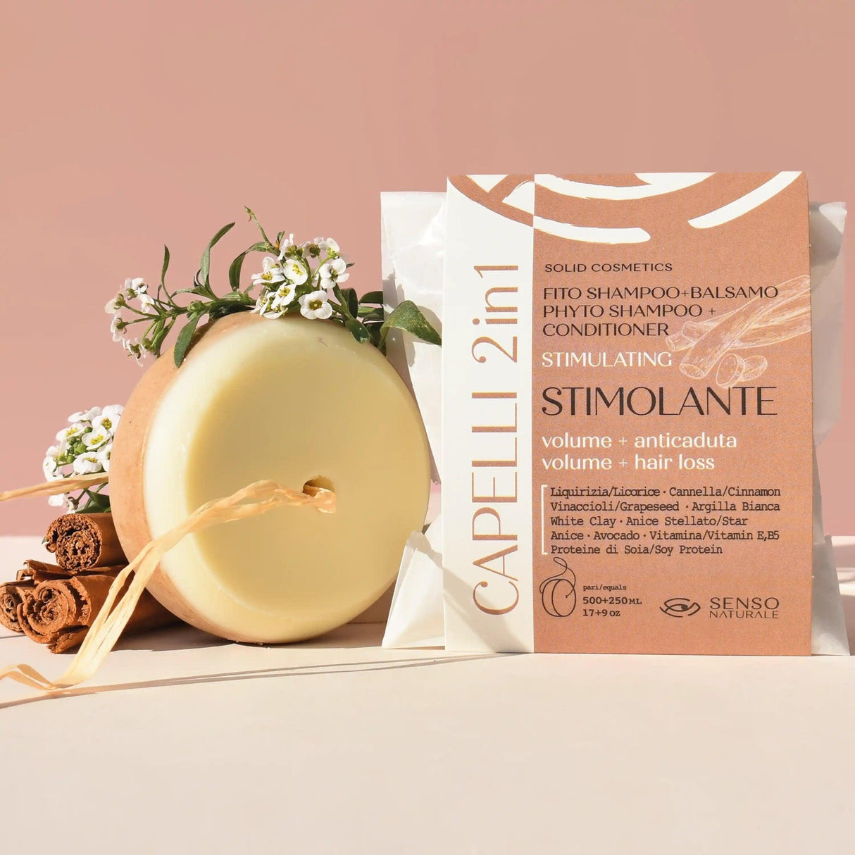 Shampoo balsamo solido stimolante anticaduta SENSO NATURALE