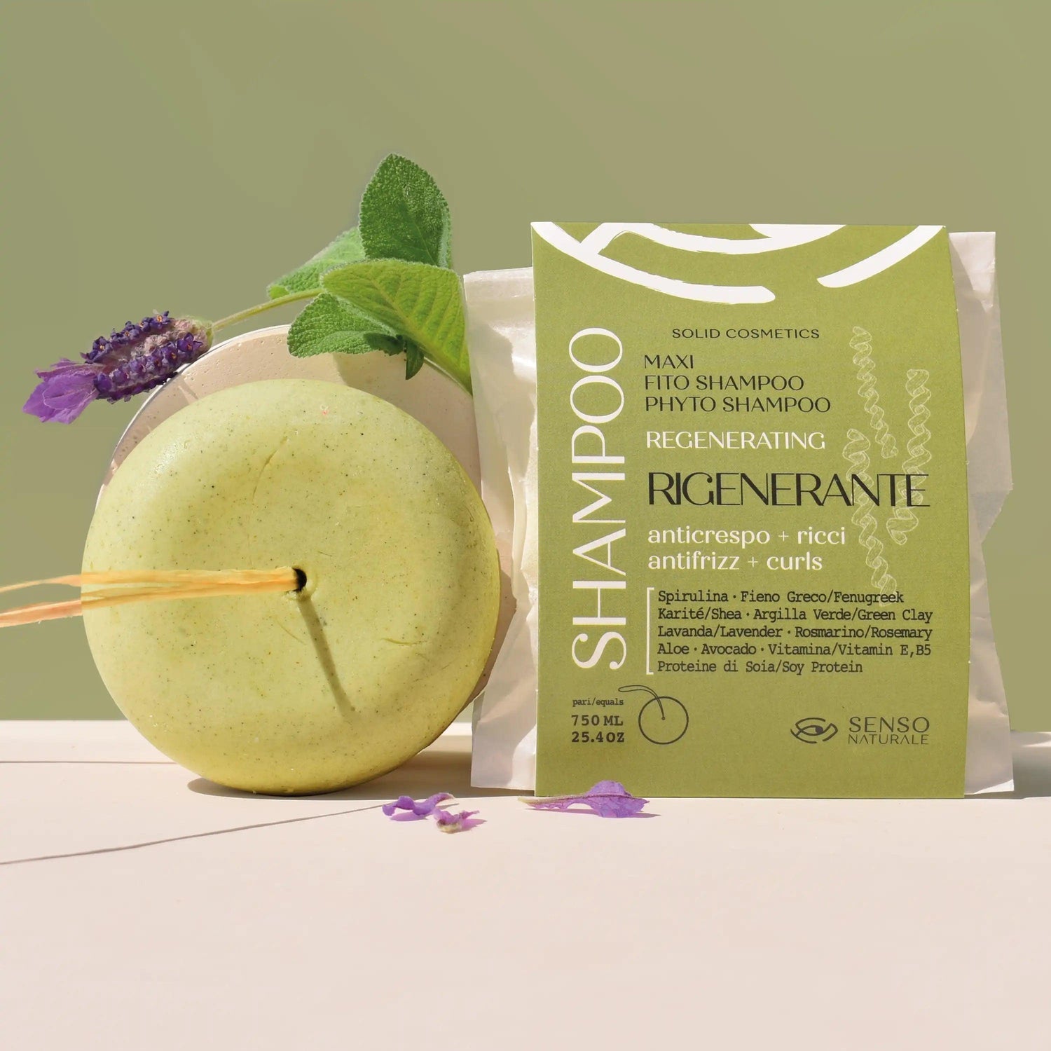 Shampoo solido rigenerante anticrespo SENSO NATURALE